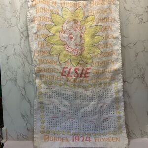 Vintage Borden 1974 Calendar Towel Elsie